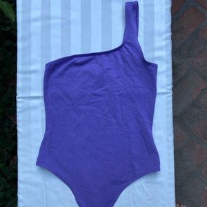 Purple one shoulder bodysuit